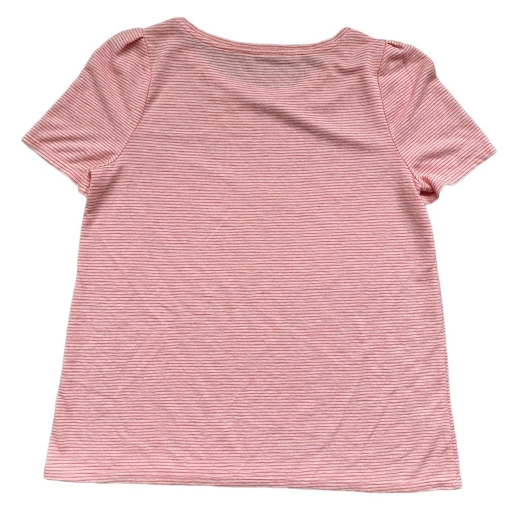 Loft pink and red striped balloon short sleeve soft tee size medium petite - Picture 4 of 5